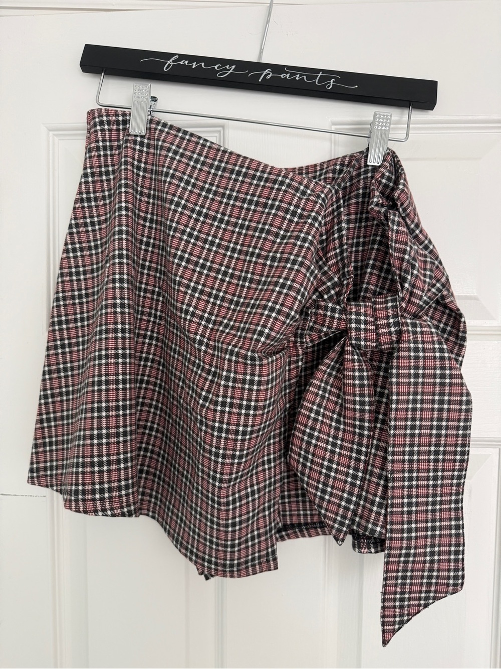 Abercrombie & Fitch Red and Black Plaid Mini Skort with Side Bow
